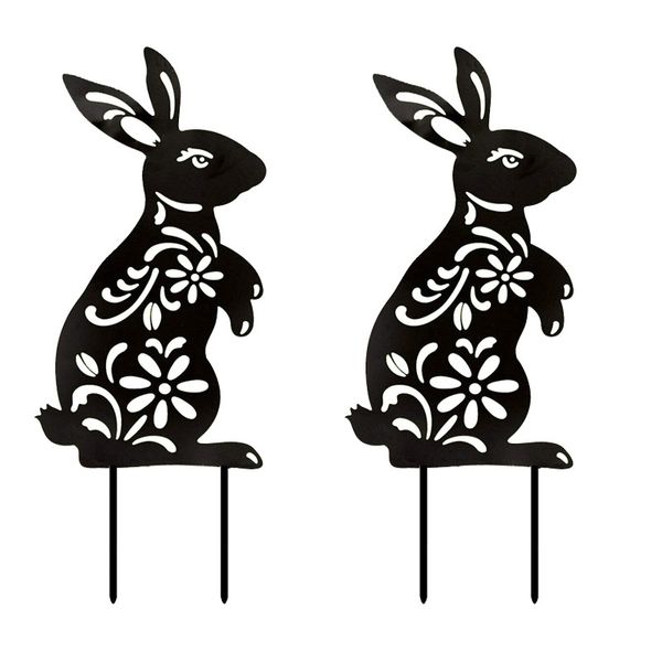 Décorations de jardin de lapin de fête de Pâques Stake Black Bunny Yard Art Lawn Outdoor Patio Home Decor