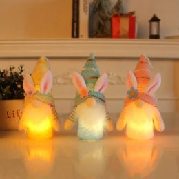 Paasfeest Konijn Knome met lichte gezichtsloze Lumny Bunny Doll Spring Party Ornamenten Hangende hangers Kinderen Gift Groothandel