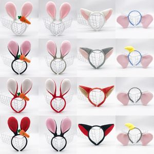 Bandeaux de fête de pâques en forme de lapin, rose et gris, oreilles de vache, d'éléphant, thème Animal, fournitures pour événements Cosplay, cadeaux de printemps pour bébés filles