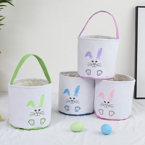 Panier de fournitures de fête de pâques, nouveau panier pliable avec oreilles de lapin imprimé, cadeau de vacances, seau fourre-tout décoré, vente en gros, 2022