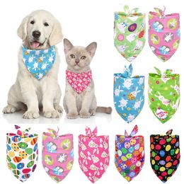 Pasen Pet Driehoek handdoek Easters Cat and Dog Apparel Rabbit Color Eggs Speeksel handdoeken Huisdieren Leveringen T9I002177