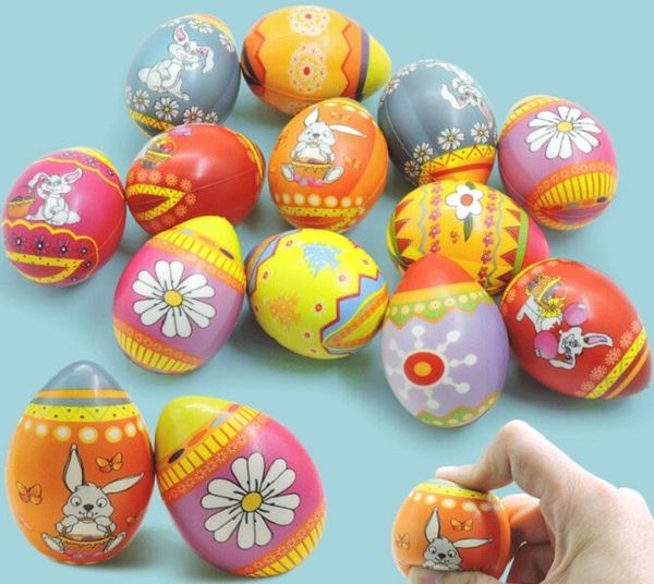 Pascua PU huevo regalos para fiestas infantiles accesorios 12 unids/bolsa patrones lindos conejo pellizcado huevo descompresión juguetes de extrusión