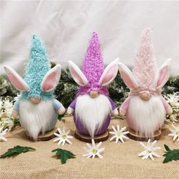 Poupée de lapin de Pâques 26 * 13 cm de lapin sans visage ornement 2021 Creative Happy Pâques Party Décoration Enfants Jouets Bunny