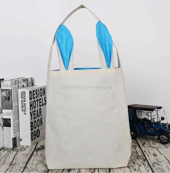 Bolso con orejas de conejo de Pascua, lienzo de dibujos animados, bolsos de regalo para niños, bolsos de hombro, bolsos de viaje al aire libre, bolsos de regalo de conejito bonito para niños