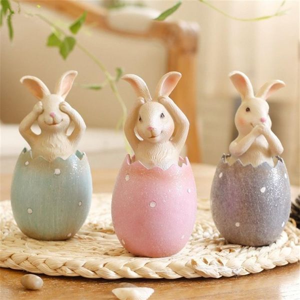 Lapin de Pâques dans l'oeuf Non dire non écouter non voir lapins décoration de Pâques pour la maison cadeau pour enfants fête décoration de mariage 2009293240