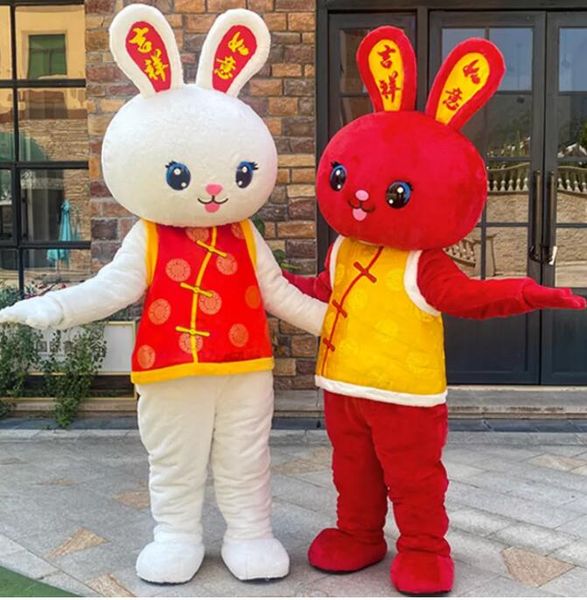 Disfraz de mascota de conejo de Pascua, disfraz de Animal para fiesta de Halloween, traje para adulto, mascota de personaje de dibujos animados, conejo del zodiaco