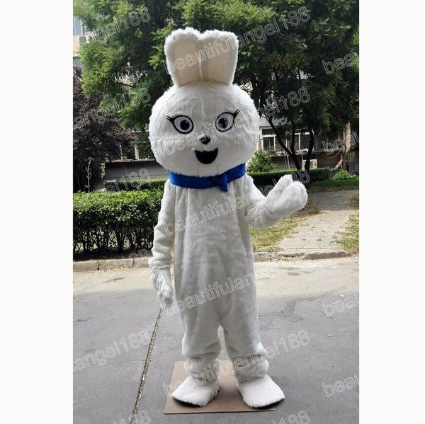 Pâques Rabbit Mascot Costume Cartoon White Bunny Thème du personnage de thème Carnival Unisexe Adultes Tenue Halloween Christmas Party Tined