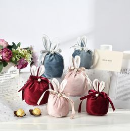 Pâques Lapin En Peluche Bonbons Sac Sacs À Main Enfants Cadeau Seaux Décoration De Fête Velours Lapin Panier De Pâques