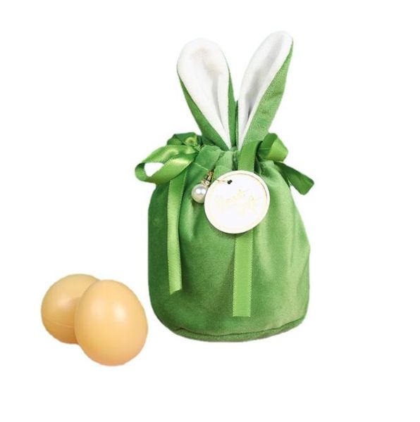 Sacs de lapin de rangement de Pâques Paniers de bonbons cadeaux Panier de Pâques avec cordon de serrage Sac de lapin à longue oreille pour enfants Décoration de fête de mariage Sac à main en peluche