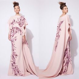 Oriental Azzi Sexy Osta robes de sirène avec capuchon rose cristal paillettes robes de bal longue robe formelle tenue de soirée