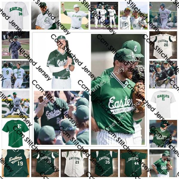 Camiseta de béisbol Eastern Michigan Eagles EMU Ed College 1 SHANE EASTER 2 EVAN SINES 3 COLTRANE RUBNER 4 GRANT REISING 5 GLENN MILLER 6 CAMERON WAGONER 7 LOGAN