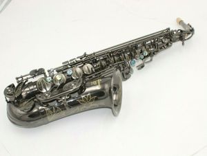 Eastern Music Professional Saxophone Alto plaqué nickel noir brillant avec gravures