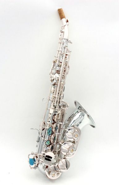 Música oriental estilo Yani totalmente plateado saxofón soprano curvo saxofón soprano 00