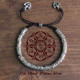 Eastisan Traditional Tibetan Boeddhisme Messing Armbanden Heren Zes Woorden Mantra OM Mani Padme Hum Antiqued Metal Amulet Kralen Armband