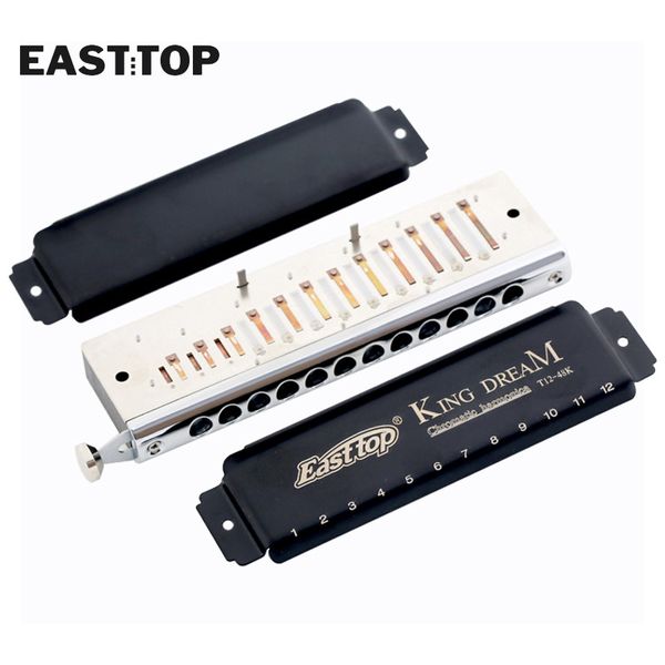 Easttop T1248K 12 trous 48 tonalités chromatiques noires harmonica Key de C pour les étudiants du joueur professionnel débutant