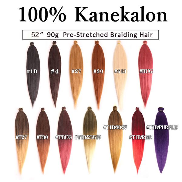 Facile Tressage Cheveux 26 pouces Long Jumbo Tresses Kanekalon Yaki Crochet Droit Synthétique Ombre Extensions de Cheveux Fibre Haute Température 90g / pc