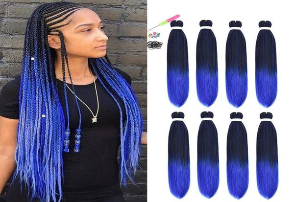 Cheveux de tressage faciles 26 pouces pré-étirés EZ tresses cheveux au Crochet 90gpcs Extensions de cheveux synthétiques Ombre7737761