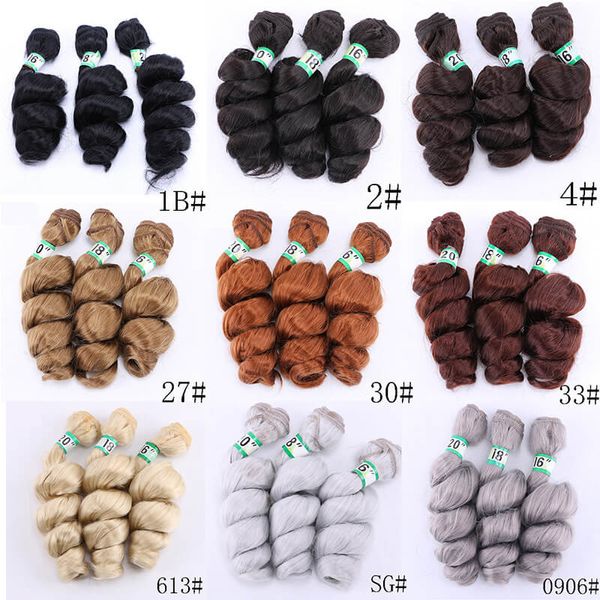 Tresses faciles Bouncy profonde vague lâche trame de cheveux coudre dans les extensions de cheveux brun ombre 3pcs pour les trames de cheveux synthétiques Dhgate en gros POUR LES FEMMES