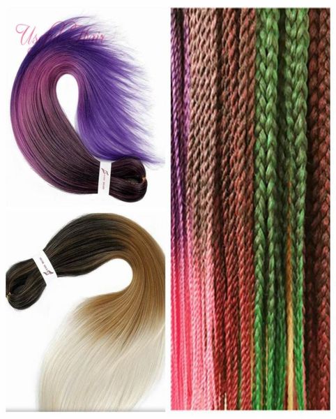 Tresses faciles cheveux ombre tressage des extensions de cheveux crochet 26 pouces yaki synthétiques cheveux faciles pré-étiré afro pneosique Afrique1286455