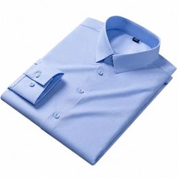 Onderhoudsvriendelijk Tracel Proc Bamboevezel Micro Stretch Anti-Rimpel Casual Lg Mouw Mannen Slim Fit Sociale formele Shirts D1DD #