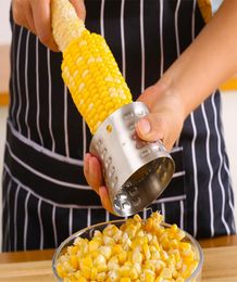 Gemakkelijke maïs stripper keukengadgets roestvrijstalen mais kokkoordremover ronde maïskerneler peeler kookgereedschappen accessoires8427799