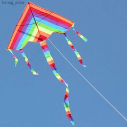 Gemakkelijke vlieg kleurrijke regenboog vlieger buitenlucht sport strand kinderen kinderen buitenspeelboed cometas de viento outdoor speelgoed vliegers y240416
