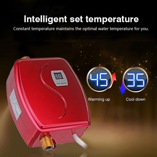Installer Easy Water Chauler chauffage à eau électrique 3800W MINI MINI Affichage de chauffage instantané Affichage électrique Chauffeur de fuite d'eau chaude Cuisine