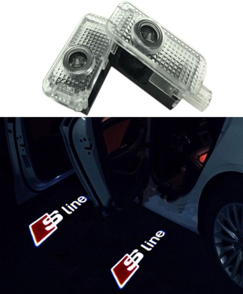 Fácil instalación de la puerta del automóvil LOGO LOG LOGO LUCHAS DE SOMBRA GHOST para Audi 2pc Conjunto con cable adaptador para Audi A3 A4 B64150028