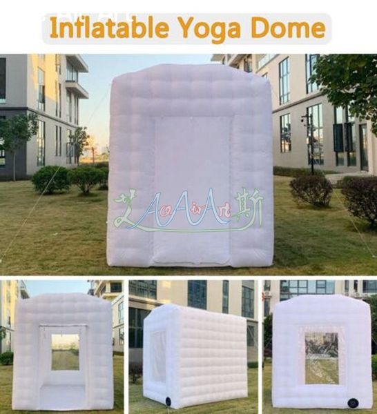 Tienda cuadrada de casa de yoga inflable portátil fácil con colchoneta de yoga gratis para ejercicios al aire libre o meditación