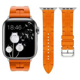 Eenvoudig vervangen siliconenbanden H Alloem Buckle -riemen voor Apple Watch Series 1 2 3 4 5 6 7 8 9 Ultra SE Ultra2 38/40/41mmm 42/44/45mm 49 mm 49 mm