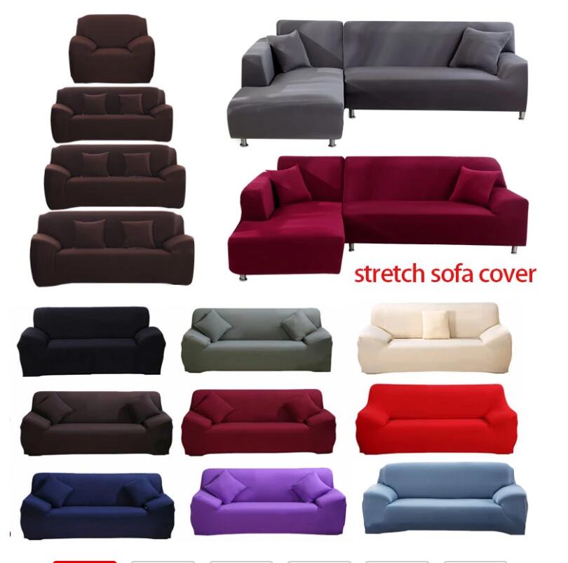 Easy Storage Elastic Couch Sofa Cover Loveseat Sofas Covers for Living Room Sectional Slipcover Armchair Furniture Solid 24 Colors