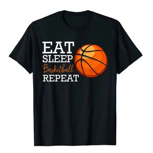 Manger dormir basket-ball répétition drôle joueur équipe Sport T-Shirt plaine personnalisé t-shirts coton hommes T-Shirt Normal 240313