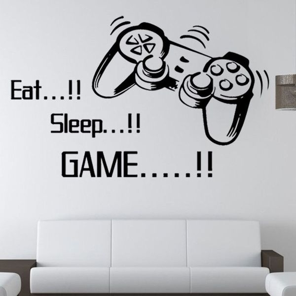 Manger dormir jeu Stickers muraux amovibles bricolage lettrage Stickers muraux pour garçons chambre salon enfants chambres papier peint décor à la maison 249j