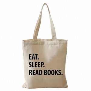 Eet Slaap Lees Boeken Patroon Lage Tas, Fi Eco Vriendelijke Vrouw Tote Bag, Grappige Canvas Shop Reistas, Strand Bolso Z8XI #