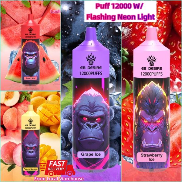 EB DESIRE 12k 15k 20k bouffée 12000 15000 20000 9k pro bouffées vapes entrepôt local de l'UE 25 ml lumière LED batterie 600 mAh Randm vape tornado 9000 barre de vaper geek vapers perdus mary