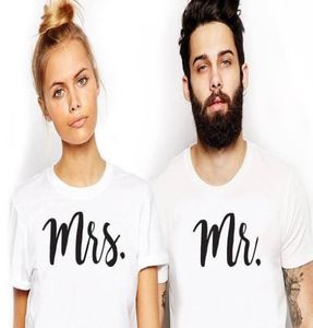 Ebaihui 2020 Fshion Mr Mrs Man en vrouw T-shirts Bijpassende huwelijkscadeau Top Tee Zomer Unisex witte katoenen paar Tshirt 200414606284