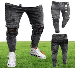 EBaihui 2021 jeans europeos y americanos de jeans rasgados de moda pantalones negros con pies con cremallera jeans informales flacos l0057345681