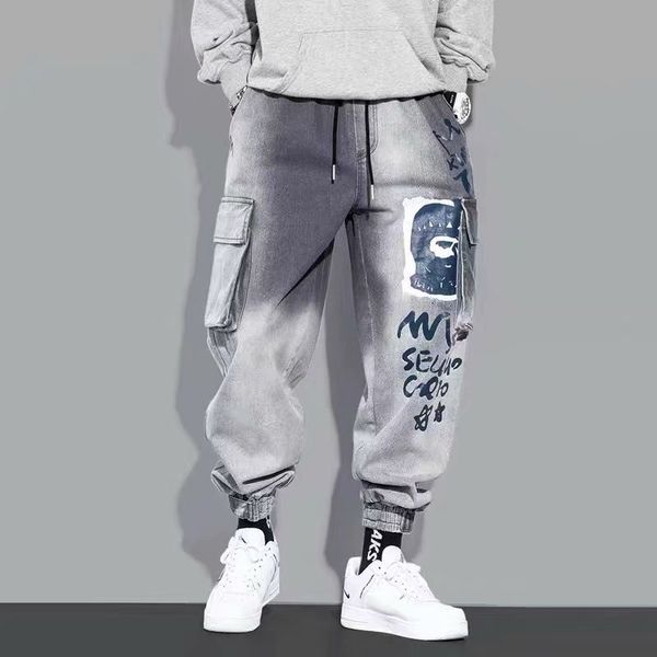 EBAIHUI Cargo pantalon hommes printemps et automne Joggers hommes taille élastique multi-poches imprimé cordon Streetwear hommes vêtements