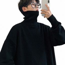 Ebaihui Heren Warme Coltrui Oversized Effen Kleur Baggy Fi Trui Gebreide Vrije Tijd Dikke M--8XL Streetwear Jumper W5fj #