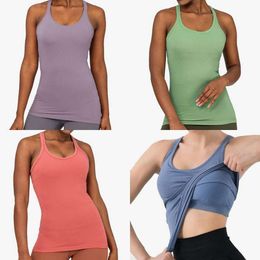 Eb dames beha lu mouwloze straattanktops yoga dames vest met gewatteerde bh-workout fitness atletic ll sport t-shirt