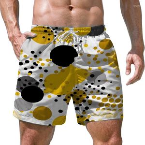 Ebfm Pantalones Cortos para Hombre Verano Costura Amarilla Impreso En 3D Tendencia De Moda Informal Suelta