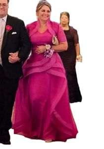 Ebi 2024 aso arabe fuchsia gaine de la mariée robes satin vintage soirée bal de fête formelle anniversaire célèbre célébrité mère de mariés robe zj057