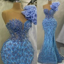 EBI April Aso Mermaid Lace Prom Dress Crystals con calma sexy Fiesta Formal Segunda recepción Vestidos de compromiso de cumpleaños vestidos Robe de Soiree Zj es