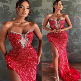 EBI Arabisch Aso Mermaid Red Prom -jurken Lover Sounds Lace Evening Formeel feest tweede receptie verjaardag verloving jurken jurken jurk zj