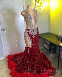 EBI Arabisch Aso Red Mermaid Prom jurk kralen cystals veeravond formeel feest tweede receptie verjaardag engagement jurken jurken robe de soiree zj es