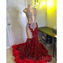 EBI Arabisch Red Aso Mermaid Prom jurk kralen cystals veeravond formeel feest tweede receptie verjaardag verloving jurken jurken jurken robe de soiree zj es es es