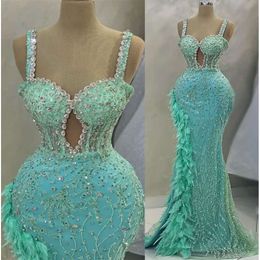 Ebi May Sirmaid Aso Mint Prom Prom Crystals Crystals luxueux soir Fête formelle Deuxième réception Robes de fiançailles d'anniversaire robe Robe de Soiree ZJ264