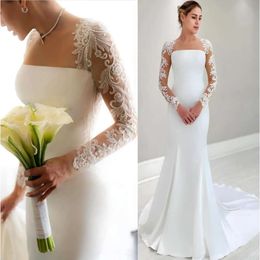 Ebi Plus Aso – robe de mariée sirène blanche en dentelle, taille arabe, col transparent, dos nu, robes de mariée ZJ es