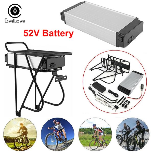 Batería Ebike 52V batería de bicicleta eléctrica 15AH 30AH 1000W 30A BMS potente estante trasero Bafang BBS02 BBSHD