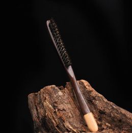 Poignée en hêtre ébène poils de sanglier naturels dents brosse à cheveux peigne à cheveux moelleux Salon de coiffure outils de coiffure ménagers G0801252n2998600